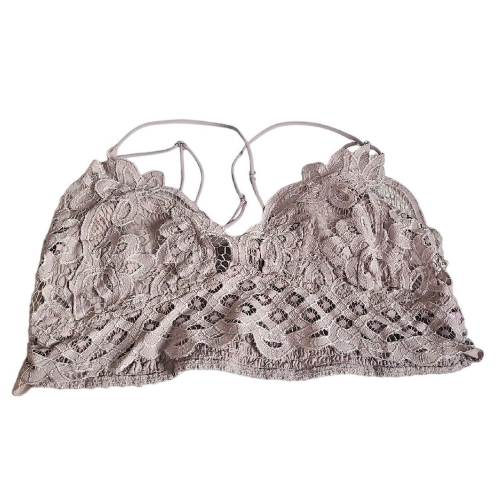 True Brand Crochet Lace Bralette Crop Top Strappy Pink‎ Womans Plus Size 2x.